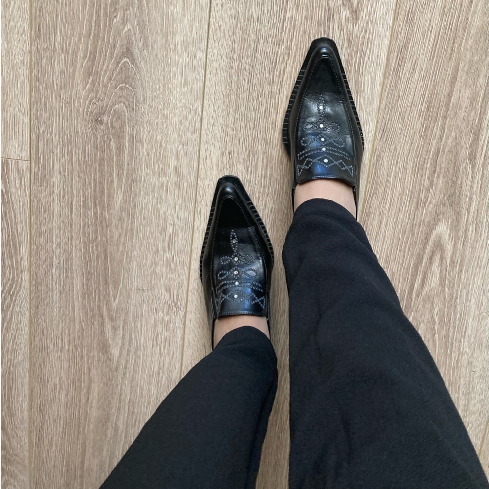 Black Italian Genuine Leather Slip On Shoes Size 36/6 - Picture 8 of 9